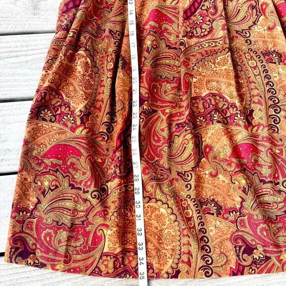 Woman’s Orvis Rich Fall Paisley Print Front Pleated Maxi Skirt Size 16 Petite - Picture 6 of 10